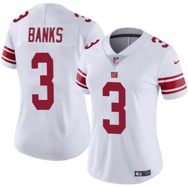 Women%27s New York Giants #3 Deonte Banks White Vapor Stitched Jersey Dzhi